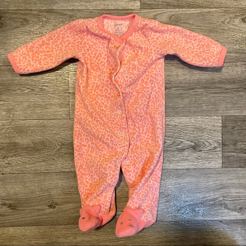 Carter’s Animal Print Fleece Footie Onesie Girls 3mo